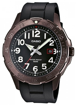 Image of Casio analog herreur med hvid urskive og selvlysende visere